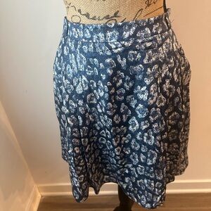 Hugo Boss Orange Label Blue Lined Mini Animal Print Skirt 6